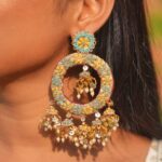Embroidered Elegance Trio – Earrings, Necklace & Tikka Set